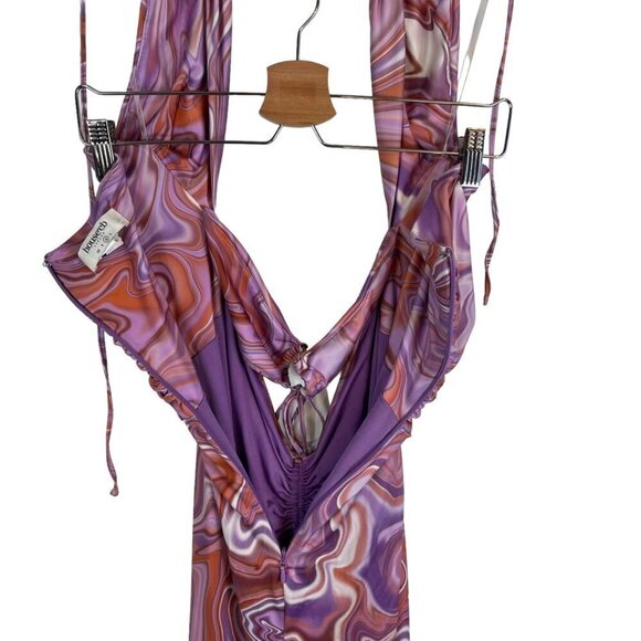 House of CB London Kasia Purple Swirl Print Cut Out Midi Dress Size M - Picture 7 of 12